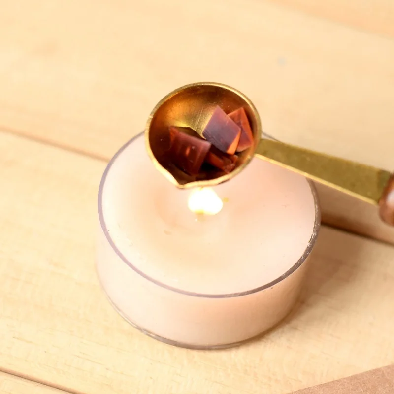 1 Pcs Fashion Vintage Brass&Wood Spoon for Melt Wax Melted Dissolve Wax