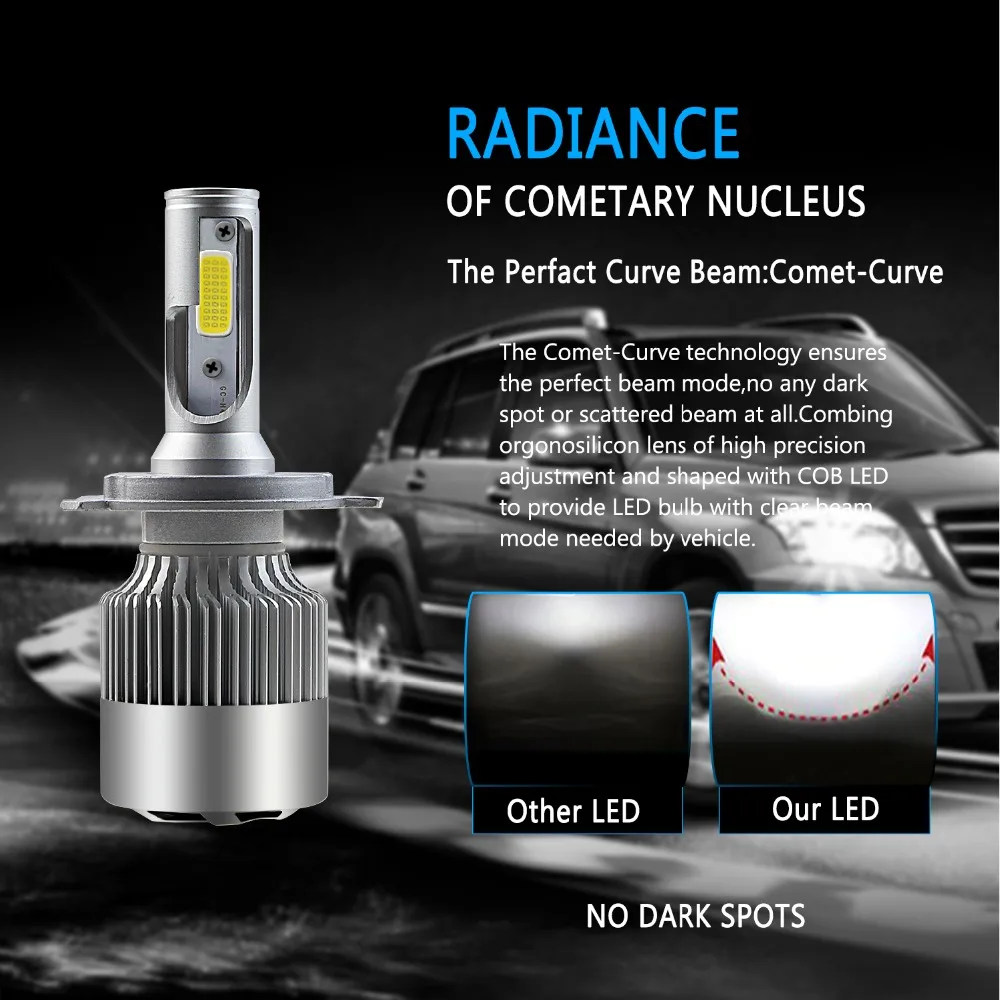 2 шт. Автомобильные светодиодные лампы H7 H4 H1 H3 H8 H9 H11 9005 9006 880 H27|headlight h7 led|led h4h27 led lamp |