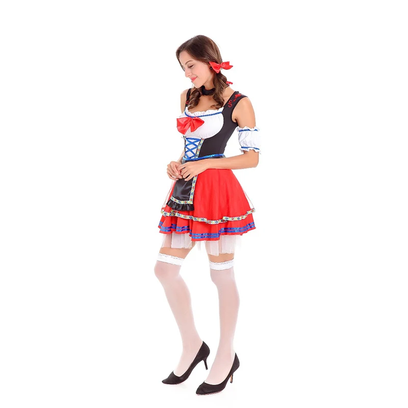 Oktoberfest Germany Beer Carnaval Festival October Dirndl Skirt Dress Sleeveless Apron Maid Costume Women Beer Girl Fancy Dress (11)