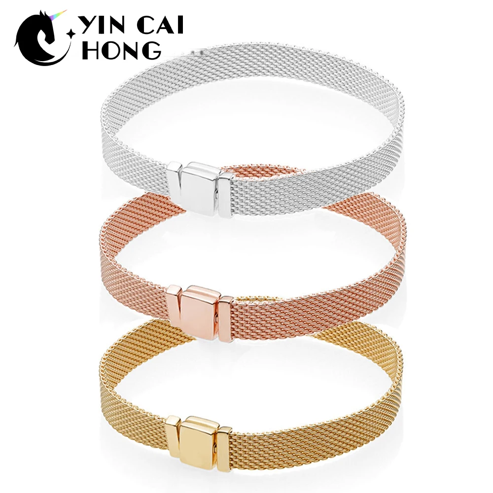 

YCH 100% 925 Sterling Silver 597712 567712 587712 ROSE SHINE REFLEXIONS BRACELET Women's Wedding Vintage Charm Luxury Jewelry