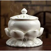 Изысканный китайский шасси ручной работы Фарфор из Дэхуа лотоса Курильница