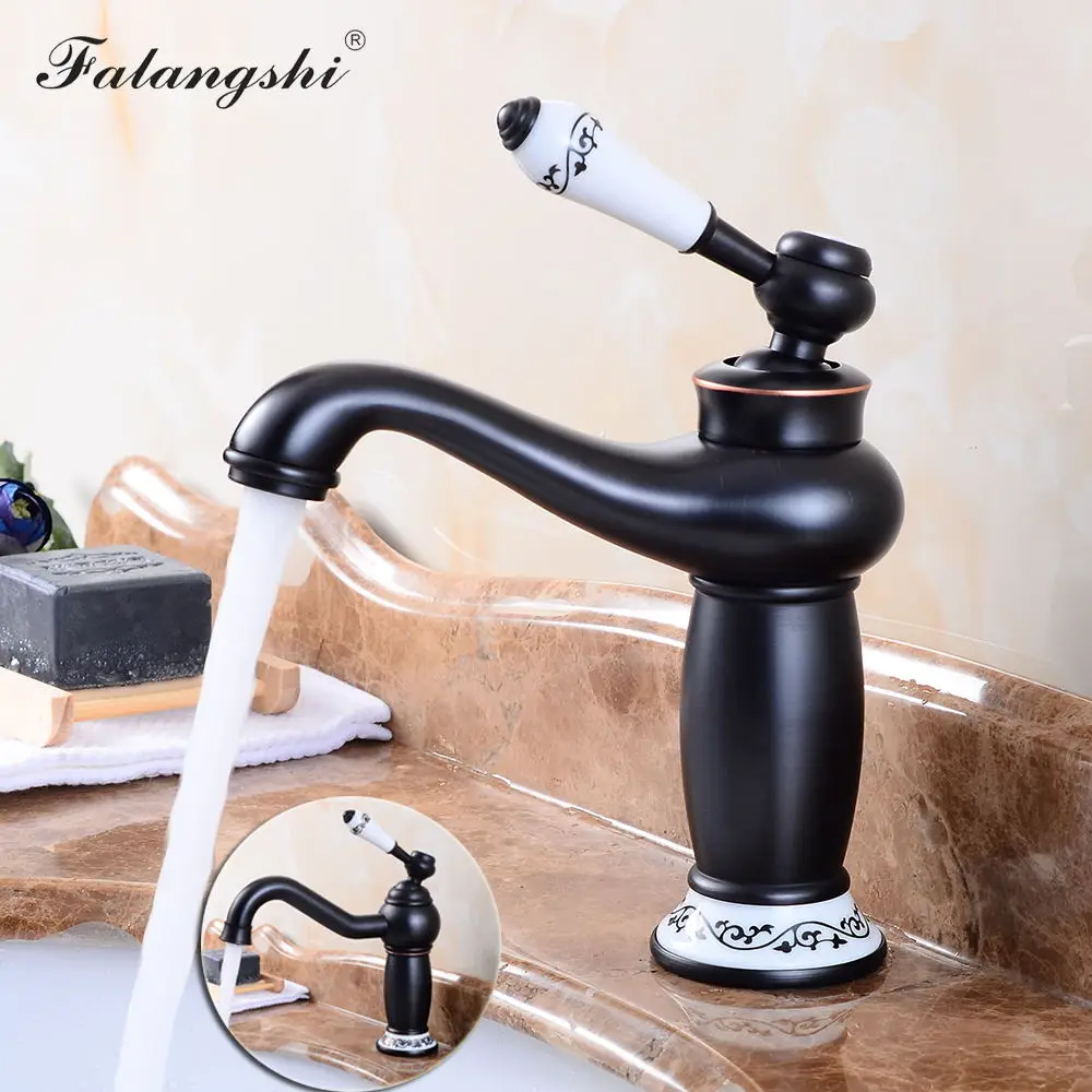 

Black Faucet Basin Sink Mixer Ceramic Handle Bathroom Vessel Sink Mixer Tap Brass Washbasin Faucet Cold And Hot Taps WB1071