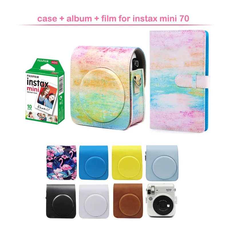 Оригинальная пленка Fujifilm Instax Mini + защитный чехол для камеры из искусственной кожи