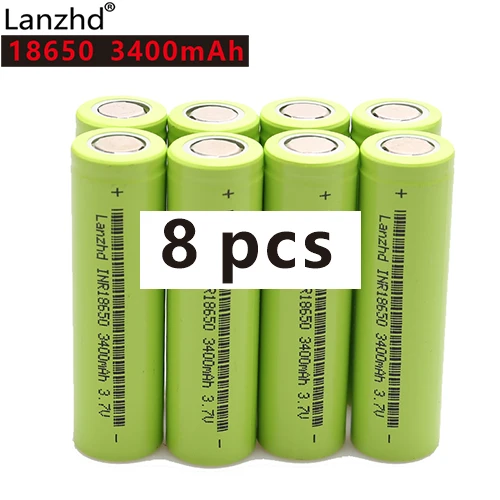 8 шт./лот,, 18650, 3,7 в, 3400 мА/ч, литий-ионные аккумуляторы, аккумуляторная батарея INR18650, безопасные батареи для фонариков - Цвет: Зеленый
