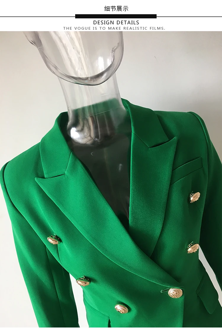 HarleyFashion классический дизайн для женщин Элегантный Стиль повседневные Пиджаки сплошной цвет Тонкий Осень Зеленый блейзер высокое качество плюс размер