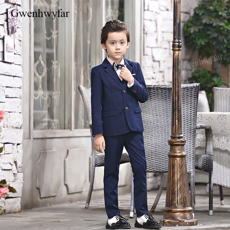 Gwenhwyfar Navy Boy Suit Set Kids Boy Suits for Weddings Prom Suits