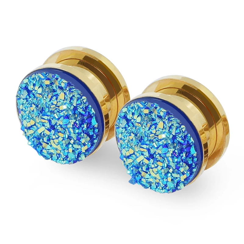 thumbnail image 2 of NewZenro Two Tone Hollow Ear Tunnels Plugs Expander Gauges Stretcher Earrings For Men Women Screw Stainless Steel Hypoallergenic Body Piercing Jewelry Fashion Personalized Gift, 0g(8mm), Stainless 2 of 10