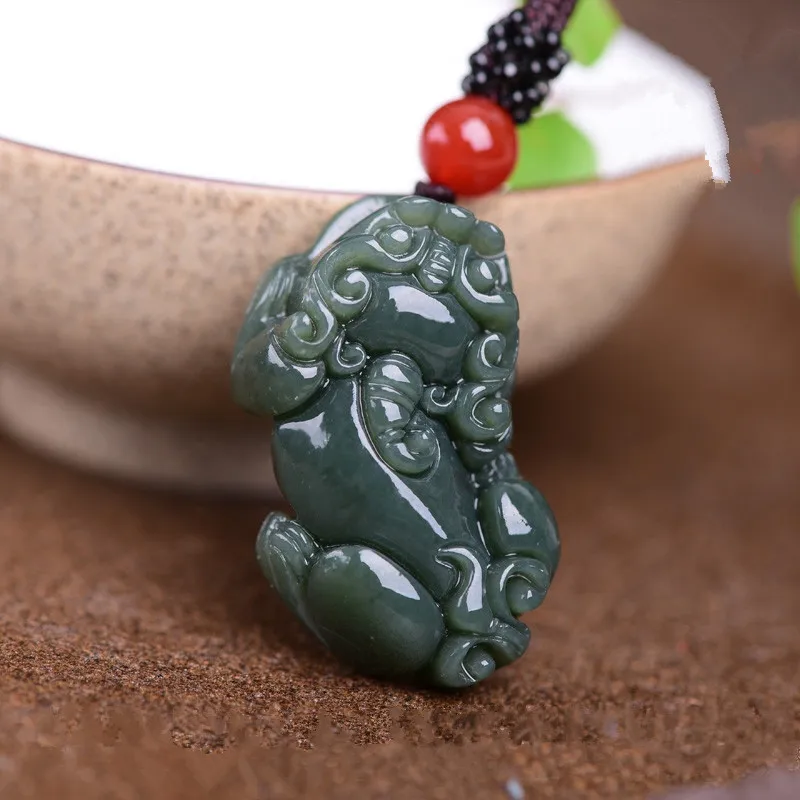 

Free Shipping Men Pendants Necklaces Natural Green HETIAN Nephrite Jades PIXIU Pendants Bring Wealth For Women Fashion Jewelry