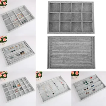 

Velvet Jewelry Tray Jewellery Display Box Necklace Earring Pendant Stud Organizer Accessories Show Cases шкатулка для бижутерии