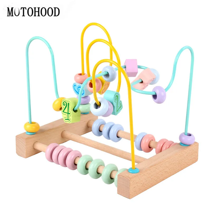 

MOTOHOOD Early Math Childhood Learning Toy Children Kids Baby Colorful Wooden Around Beads Educational Toy Kids Gift Wood Toys