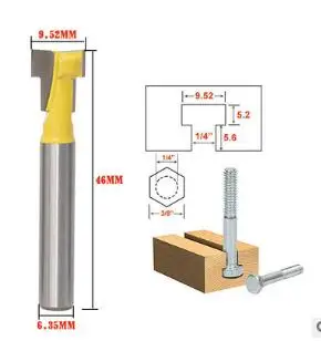 1/4 дюйма Т-образные фрезы по дереву 12,7 мм хвостовик фрезы для фоторамки/крюк Замочная скважина резной нож деревообрабатывающий электроинструмент - Длина режущей кромки: 1