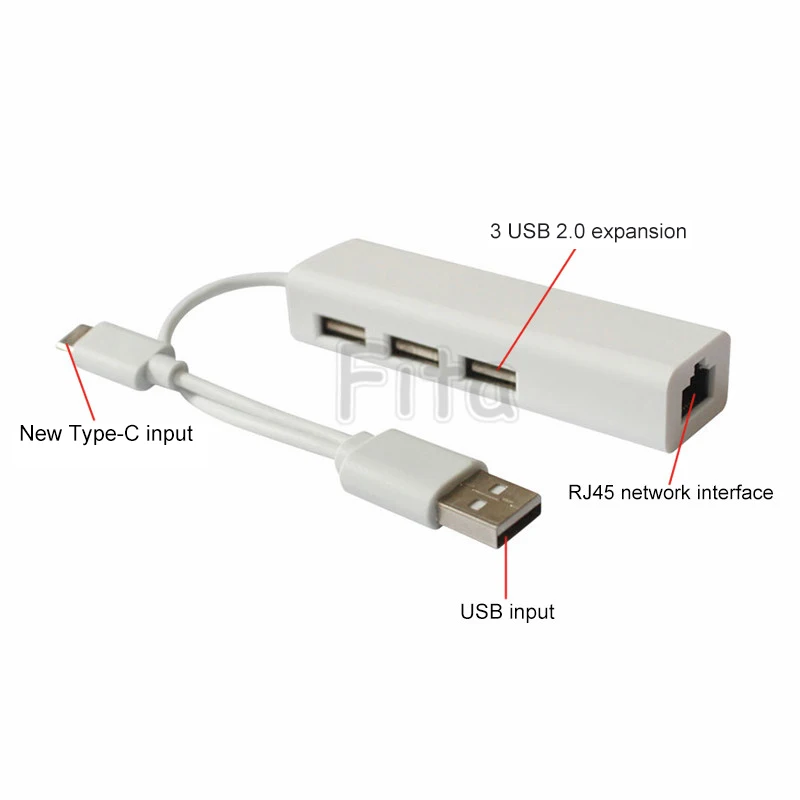 

3 Ports USB 2.0 Type C to High Speed Gigabit Ethernet LAN RJ45 Adapter Docking Station Port Adapter for MacBook Pro 2017