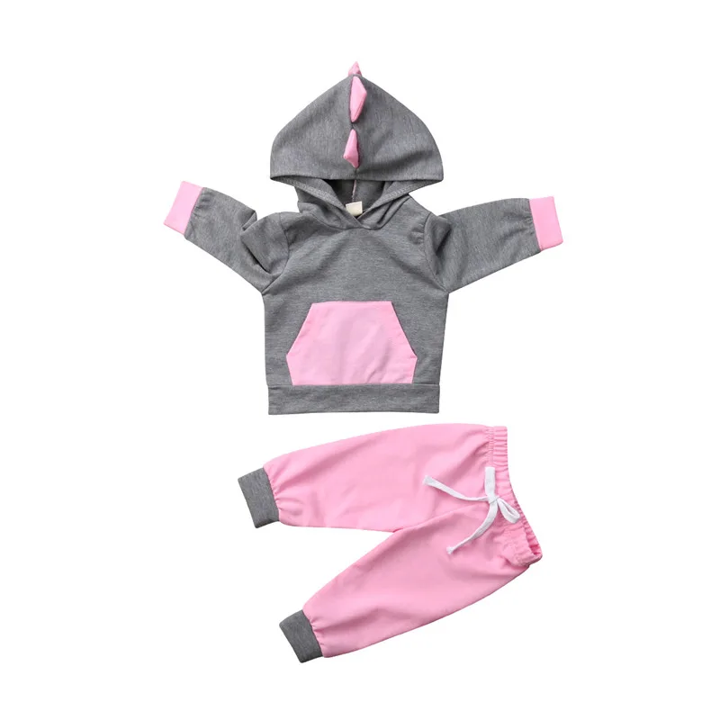 CANIS Newborn Kids Baby Girl Cartoon 3D Dinosaur Tops Sweatsuit Pants Outfits Clothes Set Baby Girls Clothing Sets Autumn 2019