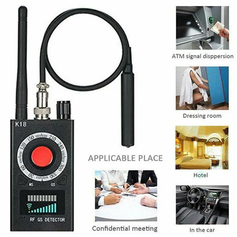 

Detection Wireless Signal GPS Signal Lens RF Tracker K18 Multi-Function Anti-Spy Detector Camera GSM Audio Detector 1MHz-6.5GHz