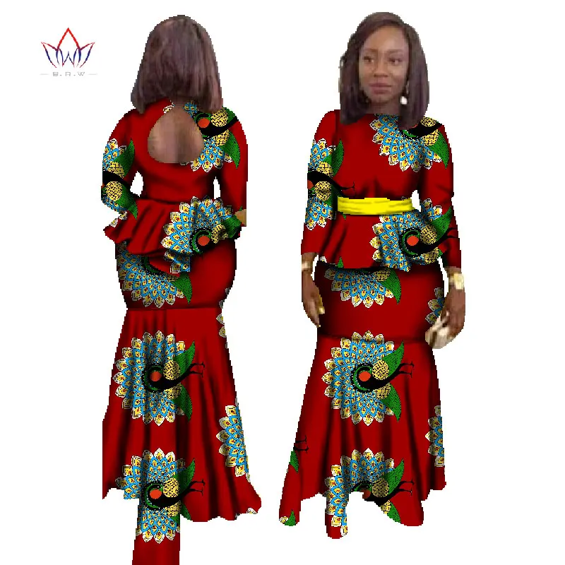 BRW модная африканская юбка набор для Женщин Дашики размера плюс африканская одежда Базен Сексуальная традиционная африканская одежда WY023 - Цвет: 20