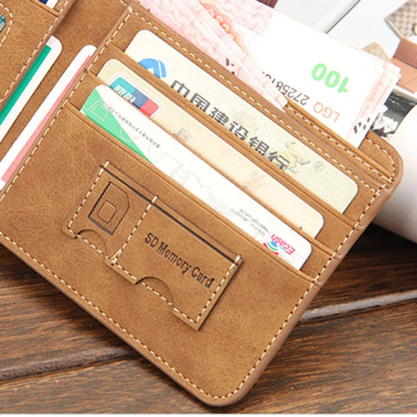 Leather Quality High Vintage Design Baellery Brand Men Purse Card Pocket Wallet 