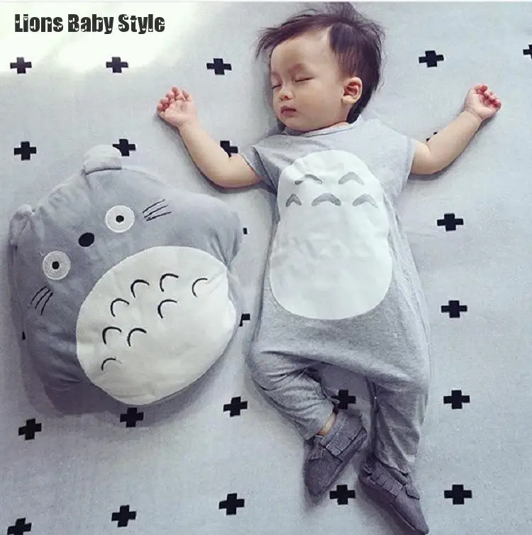 

Totoro Cartoon Newborn Infant Baby Rompers Toddler Kids Jumpsuit Baby Costume Onesie Photo Prop Hat+ Roupas