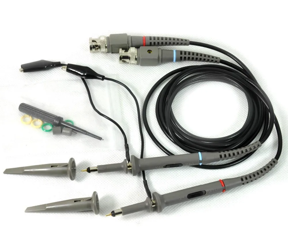

New 2015 1X 10X 100MHz Alligator Clip Test Probe Accessories P6100 2Pcs High Precision Oscilloscope Probe