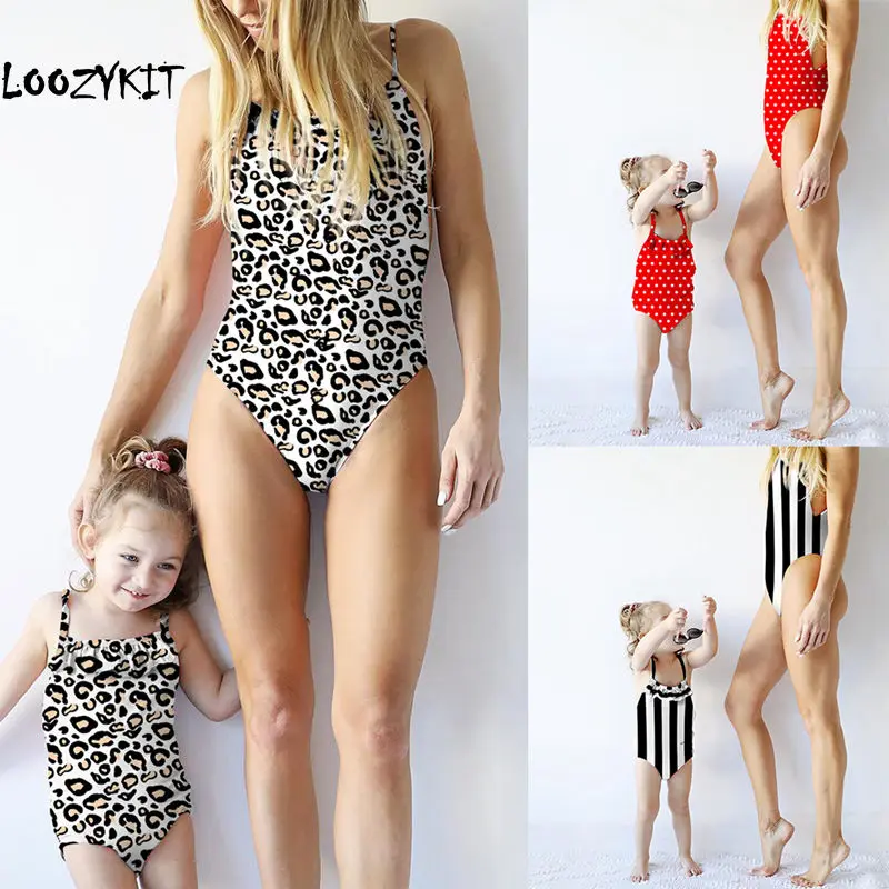 

CALOFE Mother and Daughter Swimsuit Mommy Swimwear Bikini sets Brachwear Clothes Baby Dresses Clothing Family Matching Outfits