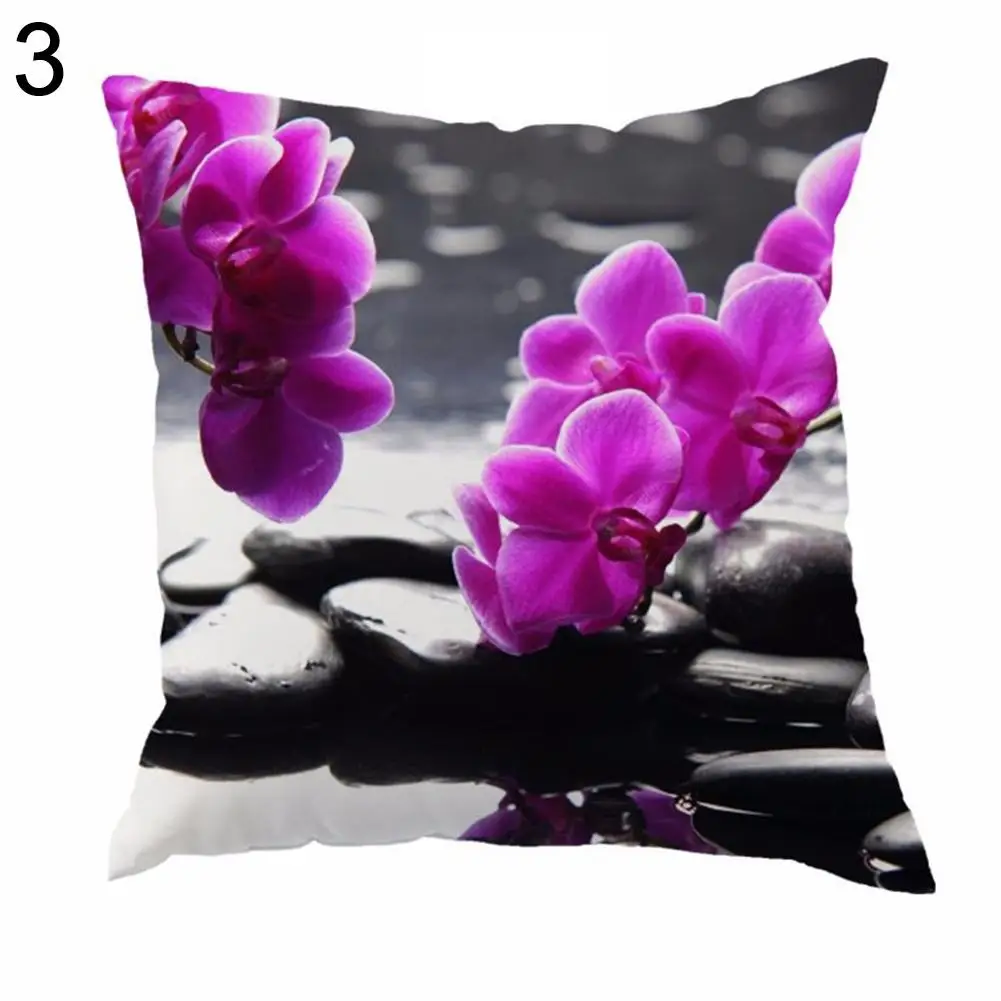 

Cushion Cover Orchids Stone Print Home Decorative Throw Vintage Square Shape Pillow Case Cover