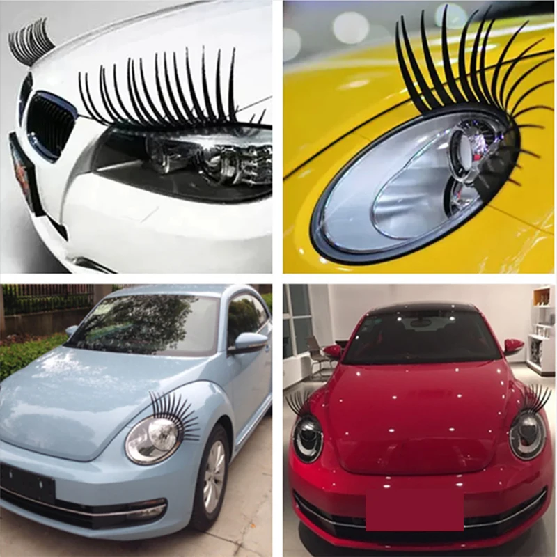 

2 pieces of glamorous fashion personality black false eyelash sticker headlamp decoration funny decal beetle free delivery