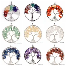

7 Chakra Stones Natural Stone Quartz Tree of Life Pendant for Women Men Healing Crystal Necklace Pendants Reiki Jewelry for 2018
