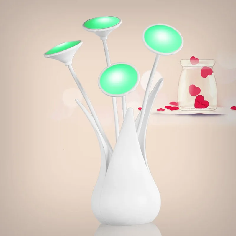 USB Rechargeable LED Vase Lamp Night Light Bed Desk Lamp For Bedroom