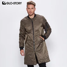 GLO-STORY для мужчин Новые Длинные парки для мужчин s High Street стенд для одежды цветная ветровка Зимняя Теплая стеганая куртка пальто Топы MMA-6502
