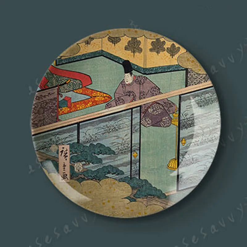 

Wide of Decorative Hanging Heavy Sichuan Song Disc Ukiyoe Ceramic Disc Wobble Disc Hanging Creative Personality Fornasetti