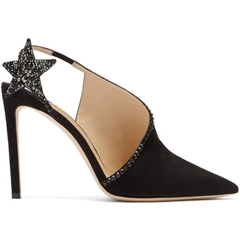 

Kmeioo Wedding Shoes Woman Pointed Toe High Heels Jeweled Thin Heel Pumps Crystal Stars Shape Pumps Evening Prom Shoes Black