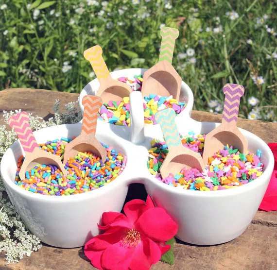 Wave Wooden Spoons, Disposable Utensils,Ice Cream Kids Birthday Party