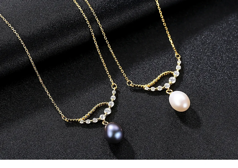 

Fashion Women's Necklace S925 Sterling Silver Natural Freshwater Pearl Pendant Accessories BLS14
