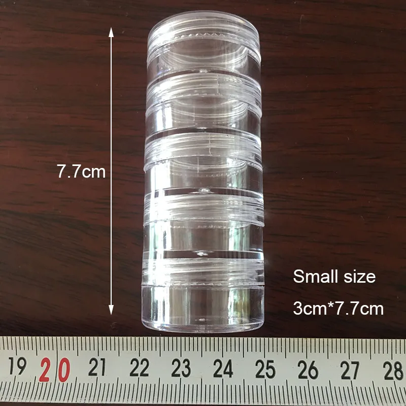 5 Слои цилиндр прозрачный пустой Пластик хранения Коробки стразы из бисера Камни чехол - Цвет: Small size 3cm