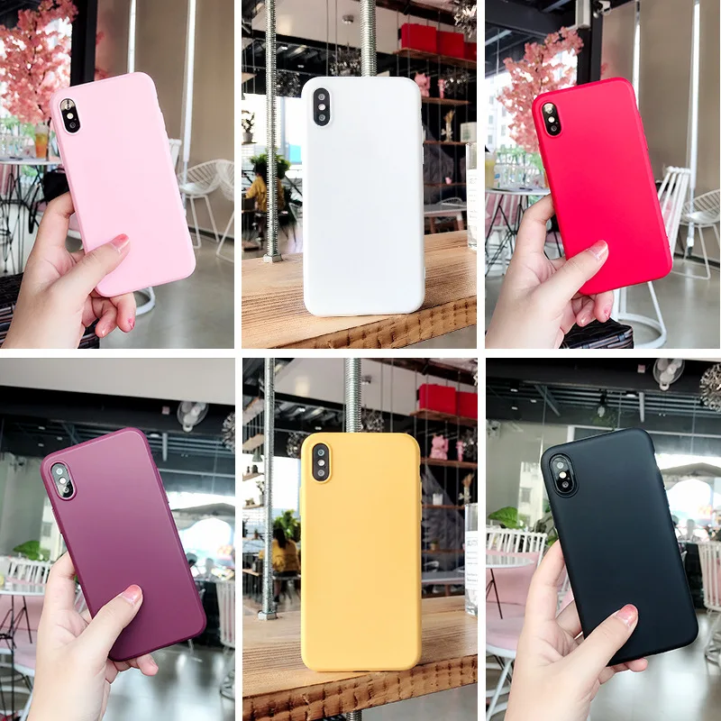 

Candy Color Matte Phone Case for iPhone7 8 6s Plus 6 5 5s SE for iPhone XS MAX X XR Simple Solid TPU Silicone Case Back Cover
