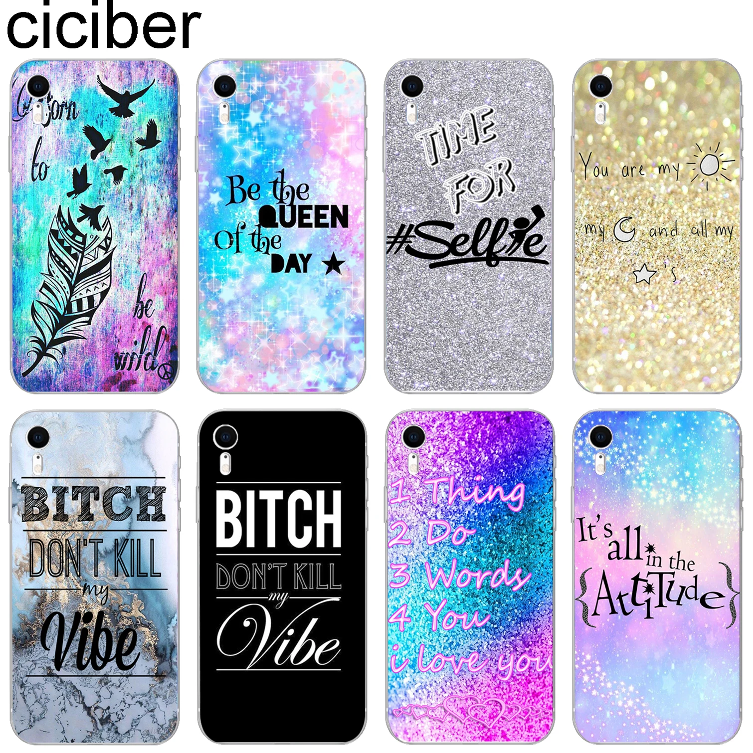 

ciciber Text Pattern Phone Cases for iphone 8 7 6 6S Plus 5S SE X XR XS MAX Coque Soft TPU Cover for for iphone 11 Pro Max Capa