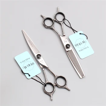 

2Pcs 6" 17.5cm 440C AQIABI Hairdresser's Scissors Cutting Shears Thinning Scissors Professional Hair Scissors Styling Tool A9018