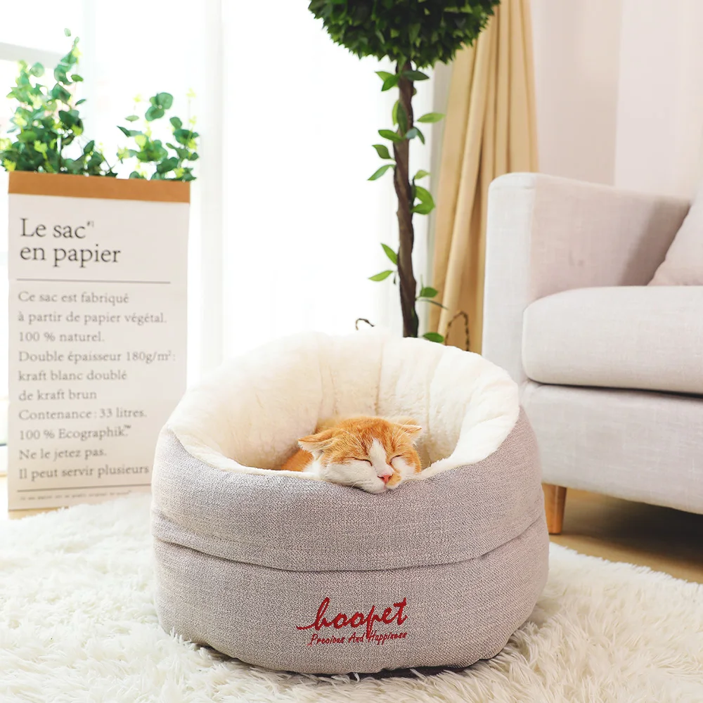 Hoopet Кошка Кровать дом корзина для кошек Собака Зимняя кровать Теплый Щенок