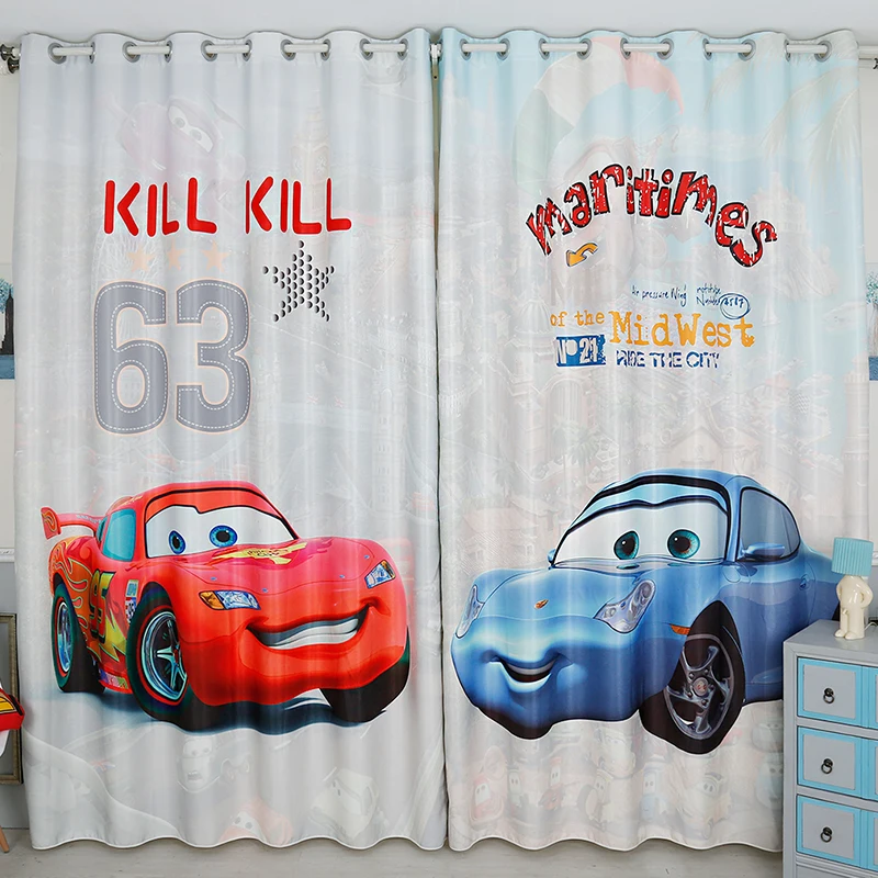 

Custom Made 2x Grommet Window Drapery Curtain Nursery Kids Children Room Window Dressing Tulle 200x260cm Cartoon Red Blue Cars