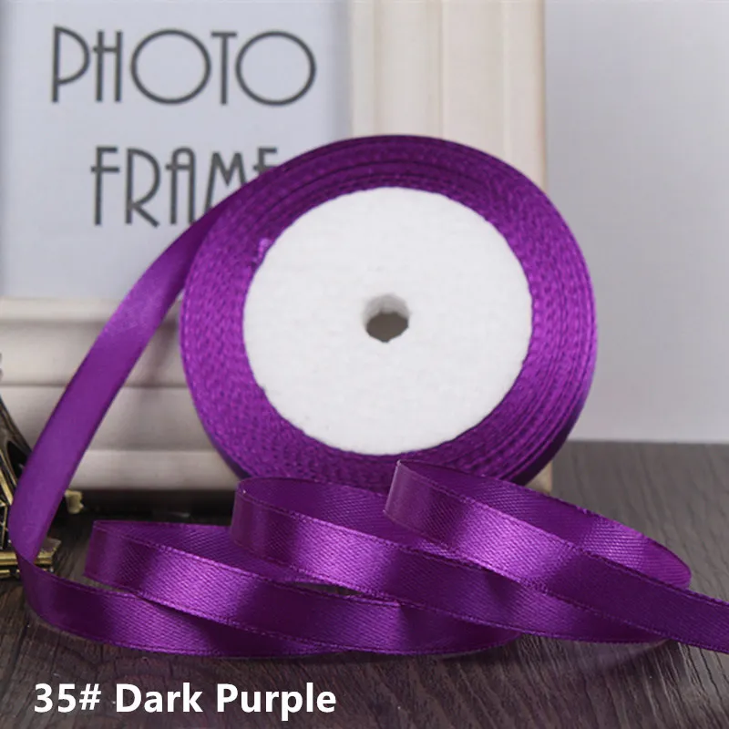 Красивые Новые 25 ярдов/рулон корсажные атласные ленты 1 см плетеная шелковая Праздничная лента свадебный торт подарочная упаковка резинка для волос лента - Цвет: Dark Purple