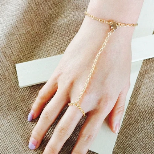 Bohemian Retro Jewelry Gold Finger Ring Hand Multilayer Bracelet Gold