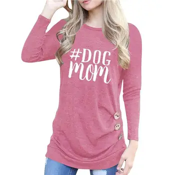 

2018 New Fashion Dog Mom Print Women T-Shirt Harajuku Women Kawaii Tops Tumblr Summer Japan Rock Female Tshirt Long Sleeve