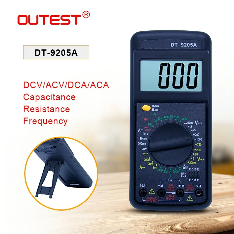 OUTEST DT 9205A Цифровой мультиметр Multimetro мультитестерный Амперметр AC DC ЖК дисплей