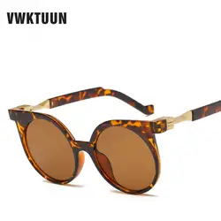 VWKTUUN женские солнцезащитные очки в стиле стимпанк Круглый Роскошные Брендовая Дизайнерская обувь женские солнцезащитные очки для женщин