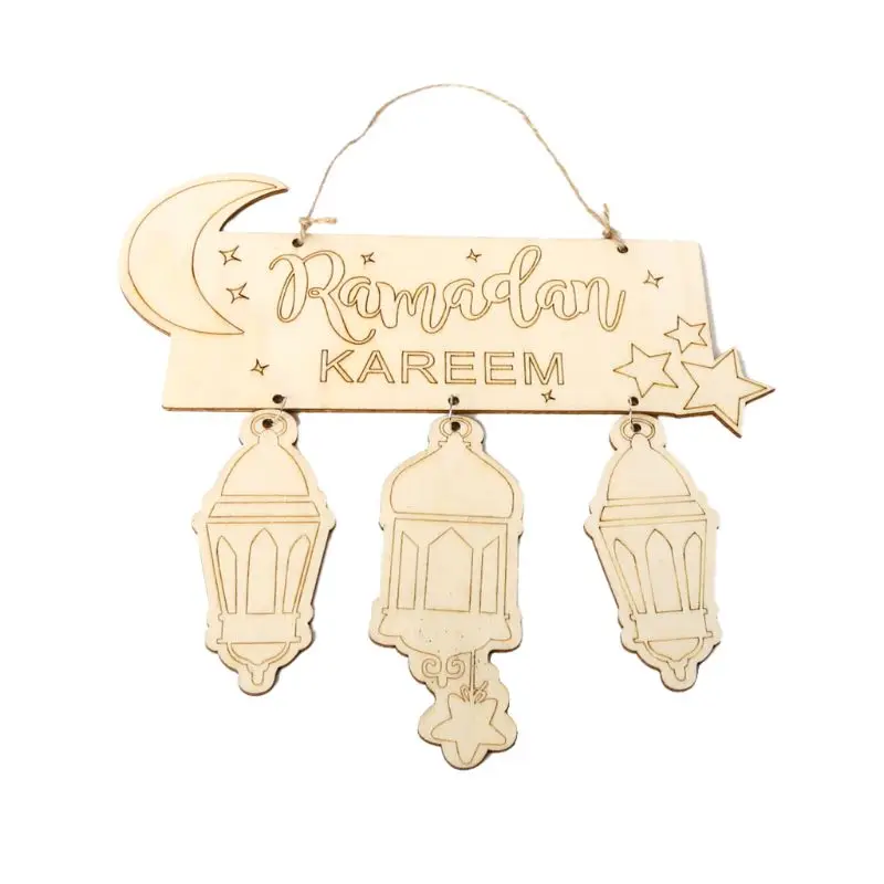 

Eid Mubarak Muslim Islam Ramadan Decorations Hanging Lantern Pendant Plaque Sign Ornament DIY Wall Decor Party Supplies