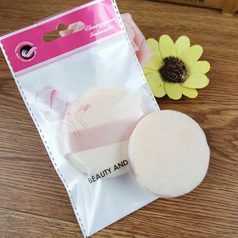 

3PCS 6CM in Diameter Round Antibacterial Fluffy Makeup Puff Soft And Delicate Short Flocking Loose Powder Puff Dry Powder Puff