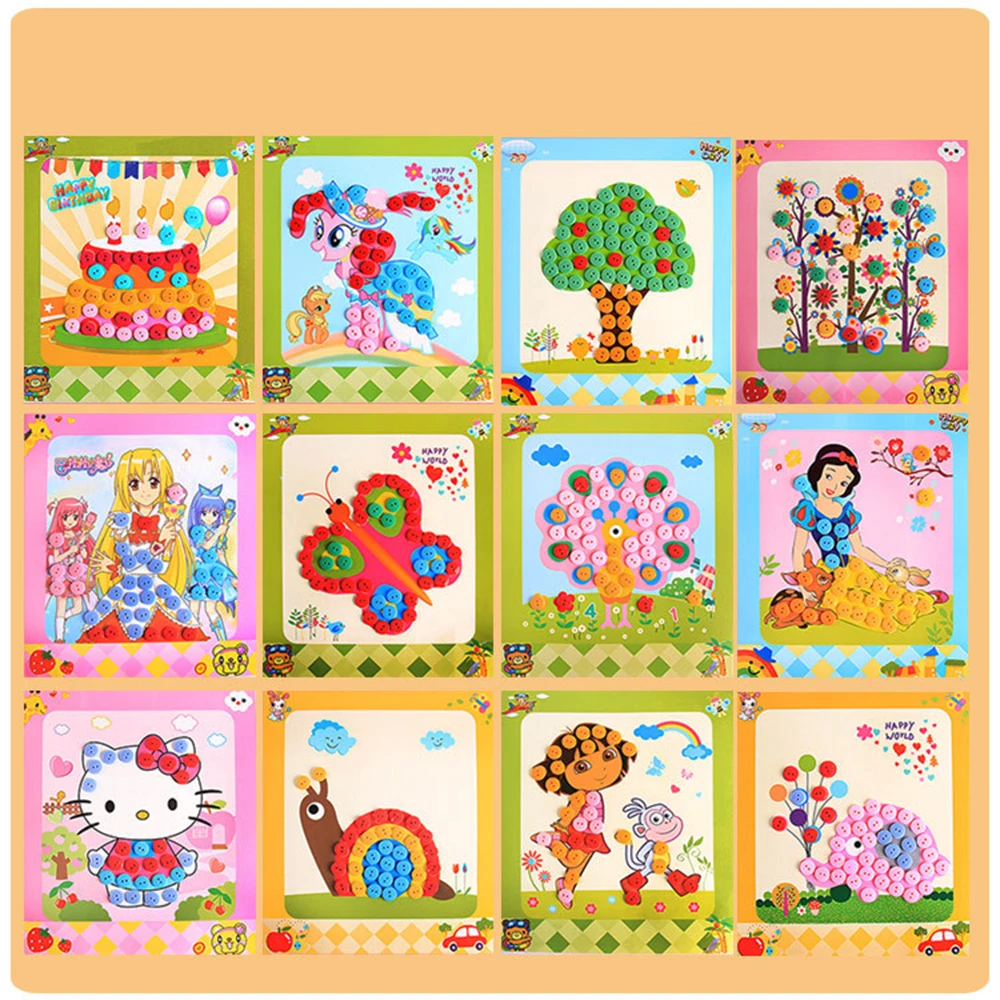 Basic & Life Skills Toys Puzzle button training Learning & Education 12 pc/lot Button baby Stickers Handmade DIY Toy For Child Basic & Life Skills Toys Puzzle button training Learning & Education 12 pc/lot Button baby Stickers Handmade DIY Toy For Child