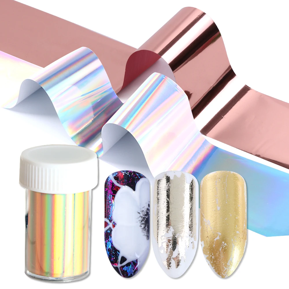 

1 Roll Nail Polish Stickers Matte Foil for Nails Pure Laser Metallic Starry Transfer Adhesive Decals Nail Art Decorations BE1001