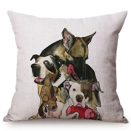 Pet Dog Animals Funny Style Cushion Cover Dachshund Schnauzer Dog Children Like Cotton Linen Sofa Decorative Throw Pillow Case M110-12