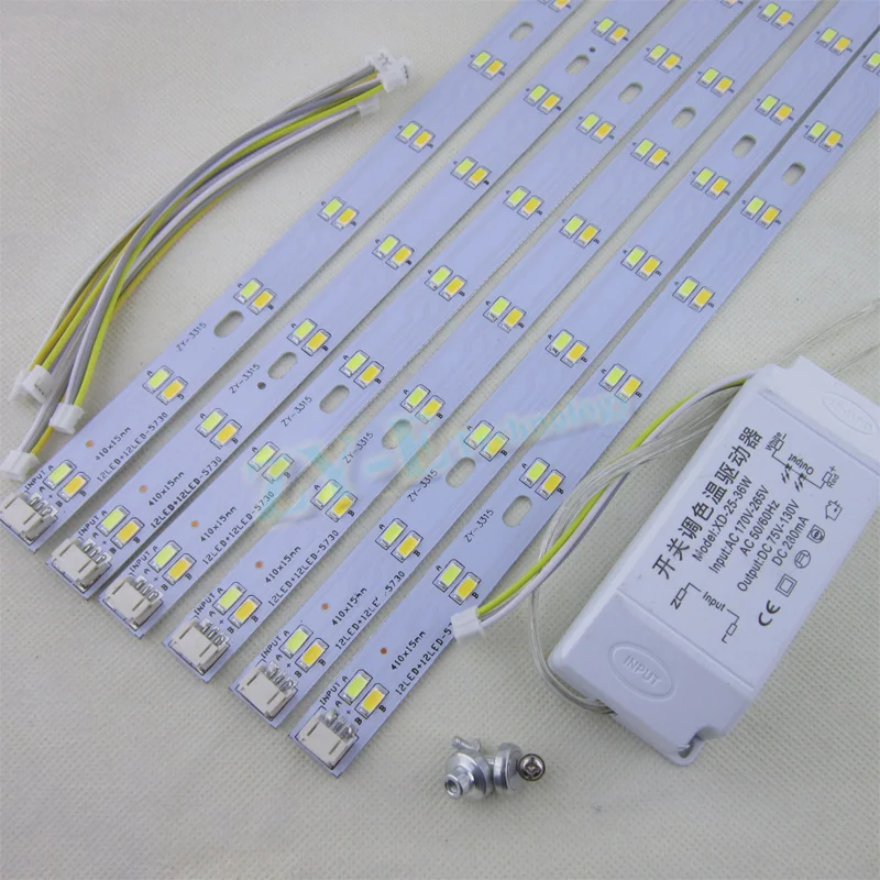 

3set 410cm led pcb ceiling light PCB plate SMD 5730 dimmable strip 6W 12W 18W 24W 30W 36W mix color pannel light pcb with driver