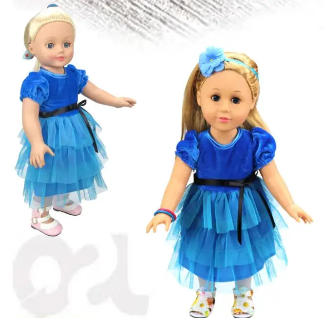 15 цветов, Кукольное платье принцессы, одежда, подходит для 43 см, кукольная одежда, аксессуары для 18 дюймов, Кукольное платье для девочек